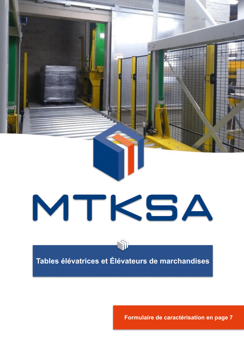 couverture Fiche MTKSA Tables élévatrices et Elevateurs de marchandises
